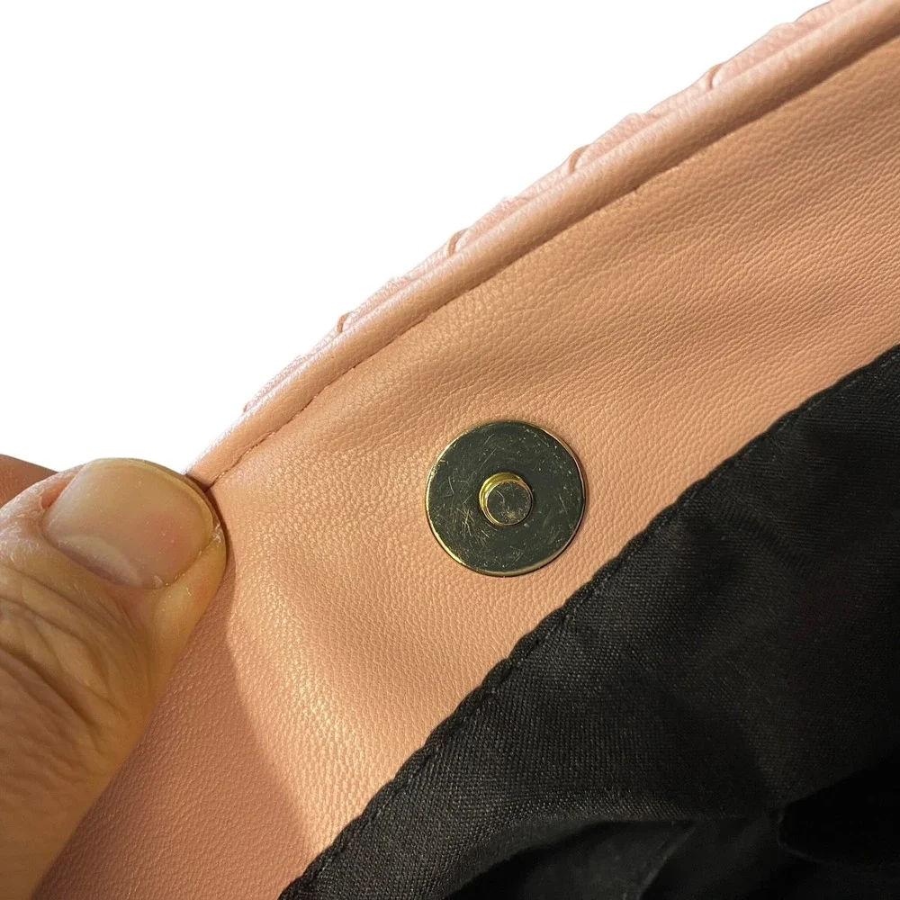 LuLu Dharma Woven Vegan Leather Tote Bag Blush Pink Braided Handle Shoulder‎ Bag